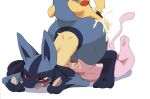 anal anal_penetration anthro cum dagasi doggy_position fellatio from_behind gay gen_1_pokemon gen_4_pokemon group_sex licking lucario male mew open_mouth oral oral_sex penetration pikachu pok&atilde;&copy;mon pokemon red_eyes sex sweat tears threesome tongue tongue_out trio