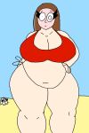  beach belly_button big_ass big_belly big_breasts bikini blush chubby chubby_female metalpipe55_(artist) waifuoc-verse yanara_toledo 
