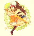  2_girls 2girls art artist_request baseball_cap bel_(pokemon) bianca_(pokemon) blush breasts female female_protagonist_(pokemon_bw2) game_freak green_eyes happy hat hilda_(pokemon) hug hugging humans_of_pokemon love multiple_girls nintendo open_mouth pokemon pokemon_(anime) pokemon_(game) pokemon_black_2_&amp;_white_2 pokemon_black_and_white pokemon_bw pokemon_bw2 smile touko_(pokemon) white_(pokemon) yellow_hair yuri 