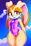  ai_generated brown_eyes cameltoe cream_the_rabbit female_focus furry furry_female sega sky small_breasts sonic sonic_the_hedgehog_(series) 