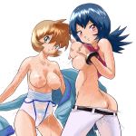  2_girls arm arms art ass babe bare_legs bare_shoulders belt big_breasts black_hair blue_hair blush bracelet breast_grab breast_hold breast_lift breast_squeeze breasts breasts_out breasts_outside brown_hair camisole cleavage clothes_up collarbone creatures_(company) dark_green_hair deep_skin eyebrows eyelashes female female_only flipped_hair game_freak grabbing green_eyes gym_leader hair hair_between_eyes head_tilt humans_of_pokemon jacket jeans jeans_pull kasumi_(pokemon) legs looking_at_viewer looking_back misty_(pokemon) multiple_girls natsume_(pokemon) neck nervous nintendo nipples no_panties nude off_shoulder one-piece_swimsuit orange_hair otsukare pants pants_pull pink_eyes pokemon pokemon_(anime) pokemon_(game) pokemon_frlg pokemon_gsc pokemon_heartgold_and_soulsilver pokemon_hgss pokemon_red_green_blue_&amp;_yellow pokemon_rgby porkyman pubic_hair sabrina_(pokemon) see-through shiny shiny_hair shiny_skin shirt_lift shirt_up short_hair shy sideboob simple_background small_nipples smile standing swimsuit swimsuit_pull tank_top topless undressing water wet white_background white_swimsuit 