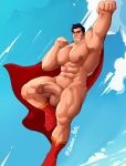  1boy 1girl abs arms artist_name balls bara barazoku biceps big_penis boots bwc cape caucasian clark_kent dark_hair dc_comics fist flying hips legs legs_spread looking_at_viewer muscle muscular muscular_male muscular_thighs my_adventures_with_superman navel nipples nude outside penis posing sexy sideburns sky small_breasts stomach superheroine superman superman_(series) thighs toned veiny_penis yaoi zombie_perc 