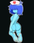 1female 1girl 2020s 2022 alternate_version_available ass black_background blue_body blue_hair blue_skin breasts butt cum cum_on_feet cum_on_foot deltarune female female_human female_kris_(deltarune) female_only gopindon hair_over_eyes hat headwear human human_only kris_(dark_world_form) kris_(deltarune) kris_female_(deltarune) naked_female no_visible_nipples nude nude_female nurse_cap pixiv_id_30630433 short_hair simple_background solo solo_female undertale_(series)