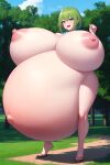 female_only gigantic_belly gigantic_breasts green_hair stable_diffusion