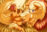  arcanine bed canine claws female feral fluffy_tail paws pokemon pokã©mon pussy tamanosuke 