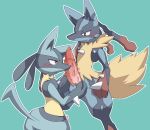  3_fingers anthro ass big_penis black_fur blue_background blush canine censored crying duo erection fur furry gay happy jackal long_ears lucario male mega_evolution mega_lucario nintendo nude open_mouth orange_eyes penile_spikes penis pink_penis plain_background pokemon raised_arm red_eyes red_fur shadow sharp_teeth shiny size_difference smile spikes spread_legs spreading standing tears teeth testicles thick_penis tongue uchimaru video_games yellow_fur 