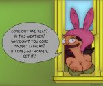  big_breasts bob&#039;s_burgers inviting_to_sex large_areolae lisalover louise_belcher oppai speech_bubble wardrobe_malfunction window 