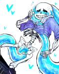 1boy 2010s 2015 animated_skeleton black_pants blue_blush blue_eye blue_tentacles blush bottom_sans bottomwear_down heart jacket male male_focus male_only malesub monster pants_around_legs pants_pulled_down sans sans_(undertale) skeleton solo_focus submergedcastle submissive submissive_male sweat tentacle_around_neck tentacle_under_clothes topwear tumblr uke_sans undead undertale undertale_(series) video_games white_background