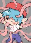  1boy backwards_baseball_cap blue_hair blush boyfriend_(friday_night_funkin) closed_eyes clothed clothed_rape clothed_sex cute cyan_hair dripping error999 friday_night_funkin grey_background holding_legs human male male_only rape red_tentacles solo_male sweat tentacle tentacle_background tentacle_in_mouth tentacle_rape tentacle_sex tentacle_under_clothes tentacles_on_male wet 