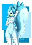  belly blue_eyes female flat_chest long_tail midriff mnxenx001 navel pachirisu pokemon pussy rodent solo squirrel tail 