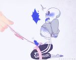 1boy 1male 2010s animated_skeleton blue_blush blue_penis blush bondage bottom_sans bound_arms bound_legs bound_penis clothed dubnyangg ectopenis finger male micro micro_male microphilia monster penis pink_ribbon ribbon ribbon_bondage ribbon_on_penis sans sans_(undertale) skeleton solo_focus solo_male tears tied_arms tied_legs tied_penis tied_up uke_sans undead undertale undertale_(series) white_background
