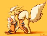  2013 ambiguous_gender blush candyfoxy cum cum_inside doggystyle eeveelution feral from_behind growlithe jolteon male nintendo pokemon pokã©mon tongue tongue_out video_games 