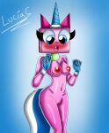 breasts furry_female looking_at_breasts looking_down_at_boobs thicc unikitty unikitty_show_(copyright)