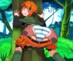  1girl :q ass ass_grab bad_id boots disembodied_limb forest gardenia gym_leader huge_ass looking_back natane_(pokemon) nature nintendo orange_hair panties pants_down pokemon pussy ryunryun short_hair shorts smile solo spread_pussy spread_pussy_under_clothes striped striped_panties tongue tongue_out underwear 