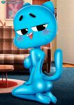  1girl anthro ass bbmbbf blush breasts cartoon_network cat looking_at_viewer milf nicole_watterson nude open_mouth palcomix the_amazing_world_of_gumball tongue 
