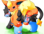  all_fours anal anal_penetration anus blue_eyes blush cum cum_in_pussy cum_inside eeveelution erection female flareon grass looking_back luxray male nintendo open_mouth penetration penis pokemon pussy red_eyes sex smile testicles tomcat_in_sky video_games 