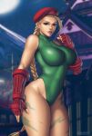  1girl alluring big_breasts blonde_hair blue_eyes cammy_white capcom female_focus female_only flowerxl high_res high_resolution long_hair solo_female solo_focus street_fighter tagme video_game_character 