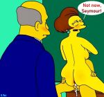  edna_krabappel nude_female seymour_skinner superintendent_chalmers the_simpsons vaginal yellow_skin 