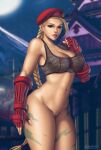  1girl alluring big_breasts blonde_hair blue_eyes cammy_white capcom female_focus female_only flowerxl high_res high_resolution long_hair naked_from_the_waist_down solo_female solo_focus street_fighter tagme uncensored video_game_character 