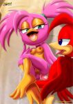  1boy 1girl anal anal_penetration bbmbbf bird blue_eyes breasts eyelashes flicky green_eyes half-closed_eyes male/female mobius_unleashed open_mouth palcomix penis pussy sega sonic_the_hedgehog_(series) tail tongue tongue_out 