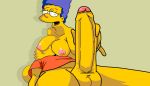  bart_simpson blue_hair breasts evilweazel_(artist) gif handjob incest marge_simpson mother_&amp;_son penis pink_areolae stroking_penis the_simpsons yellow_skin 