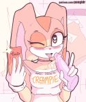  &lt;3 &lt;3_eyes 1girl 2019 anthro blush breasts choker clothed clothing cream_the_rabbit digital_media_(artwork) drooling fur furry gloves lagomorph looking_at_viewer mammal open_mouth pongldr rabbit saliva sega self_shot selfpic sex_toy simple_background smile text tongue video_games 