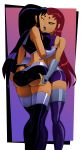  2_girls 2girls ass ass_grab blackfire clothed dc dc_comics female/female female_only incest kissing long_hair ravenravenraven sister_and_sister sisters standing starfire teen_titans yuri 