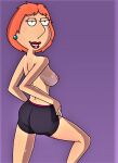  ass breasts erect_nipples family_guy lois_griffin no_bra shorts thighs topless 