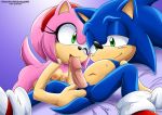 1boy 1girl amy_rose anal anal_fingering anthro anus ass bbmbbf bed collaboration fellatio female fingering green_eyes hedgehog licking male mobius_unleashed nipples nude oral palcomix penis randomguy999 sega smile sonic_(series) sonic_team sonic_the_hedgehog sonic_the_hedgehog_(series) wink 