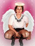 angel exhibitionism hands housewife isabelle_(boudartmoreau) isabelle_cartoons_truestory_toons miniskirt pantyhose photo_manipulation photomanipulation_toons pussy