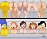 1girl 5girls american_dragon:_jake_long ann_possible anus artist_name ass bent_over big_breasts completely_nude completely_nude_female crossover disney edit erect_nipples family_guy female female_focus female_full_butt_nudity female_nudity female_only fox helen_parr huge_breasts kim_possible lois_griffin marge_simpson milf presenting_anus presenting_hindquarters presenting_pussy pussy pussy_lips shaved_pussy stuck_in_wall supesnsfw susan_long the_incredibles the_simpsons thighs tongue_out 