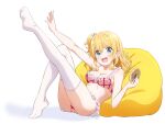 1girl comic_girls doughnut koizuka_koyume open_mouth sitting stockings white_thighhighs