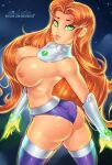  1girl ange1witch artist_name ass big_ass big_breasts boobs_and_butt_pose breasts bubble_butt clothed clothed_female comic_book_character curvy dat_ass dc_comics female_focus female_only green_eyes hair high_res koriand&#039;r long_hair looking_at_viewer nipples orange_hair orange_skin patreon patreon_paid patreon_reward signature solo_female solo_focus starfire superheroine teen teen_titans topless very_long_hair 