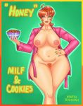  1girl big_breasts breasts dexter&#039;s_laboratory dexter&#039;s_mom earrings female female_human female_only female_pubic_hair hand_on_hip human large_areolae looking_at_viewer milf nipples no_bra no_panties pubic_hair solo standing thighs 