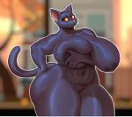  1girl big_breasts cat huge_ass mae_(nitw) nude thick_thighs 