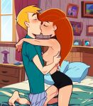  ai_generated breasts erect_nipples kim_possible kimberly_ann_possible kissing ron_stoppable thighs topless 