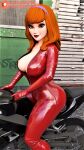  bodysuit breasts daphne_blake erect_nipples leather_suit scooby-doo thighs 