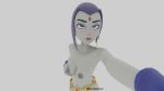  1girl big_breasts breasts dc dc_comics female female_only forehead_jewel hand_on_breast hand_on_own_breast nude pavkogale purple_hair raven_(dc) selfpic short_hair solo solo_female standing teen_titans tongue 