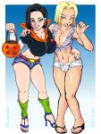  1boy 1girl air_fellatio android android_17 android_18 ball_bulge balls_under_clothes bimbo blonde_female blonde_hair breasts brother_and_sister bulge cleavage cosplay crossdressing crossplay curvy dark_hair darm_engine denim_shorts dragon_ball dragon_ball_z eyeshadow fellatio_gesture female_android_17 femboy girly halloween high_heels hoop_earrings huge_breasts licking_lips lipstick makeup male no_eyewear penis_bulge penis_under_clothes shorts siblings stockings tan_line thick_thighs thighs trap trick_or_treat twins wide_hips 