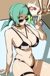  1girl beach beat_coop_from_the_underworld demon_girl duel_monster green_hair light_green_hair yu-gi-oh 