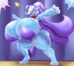  anthro bear bear_ears bear_girl blue_hair blue_skin blues64 cape claws gigantic_ass gigantic_breasts hourglass_figure marauder6272 my_little_pony trixie_(mlp) trixie_lulamoon_(mlp) witch_hat 