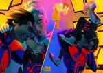 across_the_spider-verse blonde_hair blue_eyes gwen_stacy light-skinned_female marvel miguel_o&#039;hara older older_female older_male size_difference spider-gwen spider-man_2099 young_adult