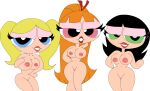 3_girls black_hair blossom_(ppg) breasts bubbles_(ppg) buttercup_(ppg) fully_nude_woman orange_hair powerpuff_girls red_lipstick sexy_pose yellow_hair