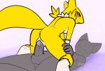  1boy 1girl anus ass blush cowgirl_position digimon_adventure furry furry_female gatomonlover gif girl_on_top interspecies looking_back renamon tail vaginal vaginal_penetration 