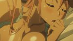  animated animated_gif breasts cleavage female highschool_of_the_dead large_breasts lowres sleeping sweat takagi_saya 