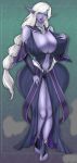  blue_eyes drow dungeons_and_dragons gigantic_ass gigantic_breasts hourglass_figure long_hair pointy_ears purple_hair single_braid white_hair 