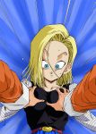 android_18 anime breast_grab breasts dragon_ball_z master_roshi surprised 