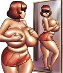  ass glasses massive_breasts miniskirt mirror mirror_reflection scooby-doo thighs velma_dinkley 
