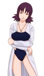  breasts female kamisuki labcoat pokemon simple_background solo swimsuit uchikido_(pokemon) white_background 