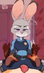  1girl 2017 anthro blush canine claws clothed clothing disney erection fox grinding interspecies judy_hopps kollerss lagomorph maiz-ken male mammal nick_wilde penis police_uniform pussy_juice rabbit rubbing size_difference smaller_female straight uniform zootopia 